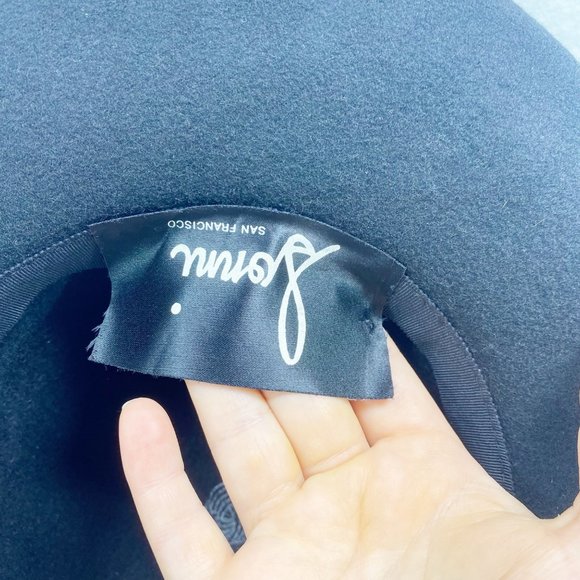 Vintage Sonni San Francisco Black Wool Wide Brim Bowler Hat